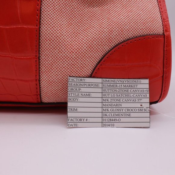 Michael Kors Bowling SATCHEL Shoulder Bag Purse Red Embossed Leather - Picture 8 of 13